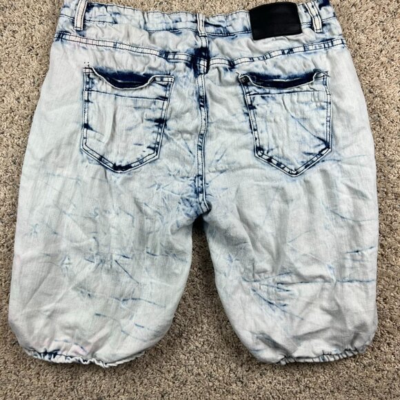 RUE 21 PREMIUM SHORTS MEN 38 Jean Short Supreme Flex Jorts White Blue Distressed - Picture 6 of 8